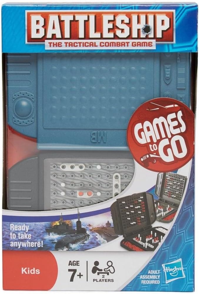 Hasbro Battleship B0995 Grab and Go Game; Portable 2 Player Game; Fun Travel Game for Ages 7 and Up
