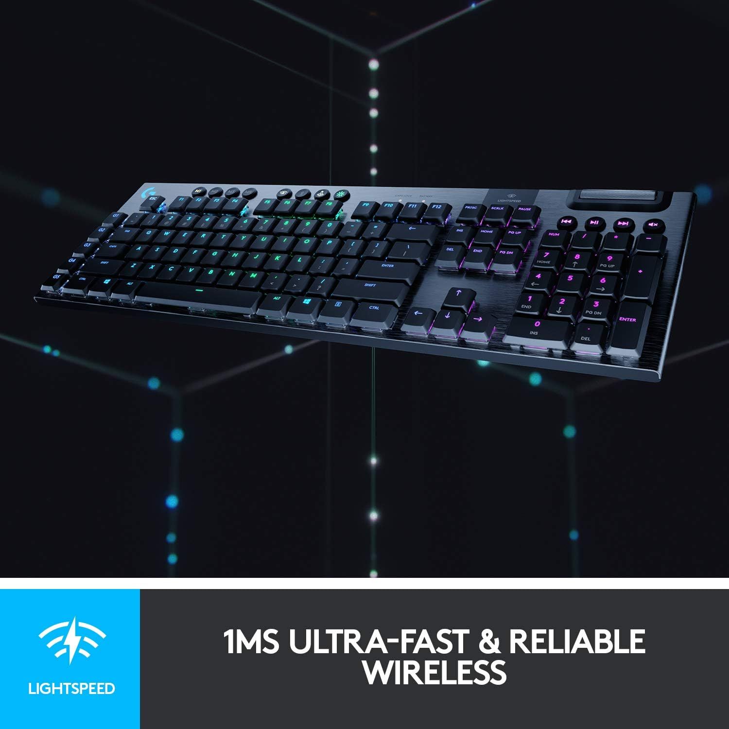 Logitech G915 LIGHTSPEED RGB Mechanical Gaming Keyboard, Low Profile GL, LIGHTSYNC RGB, Advanced LIGHTSPEED Wireless and Bluetooth Support