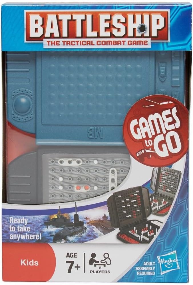 Hasbro Battleship B0995 Grab and Go Game; Portable 2 Player Game; Fun Travel Game for Ages 7 and Up