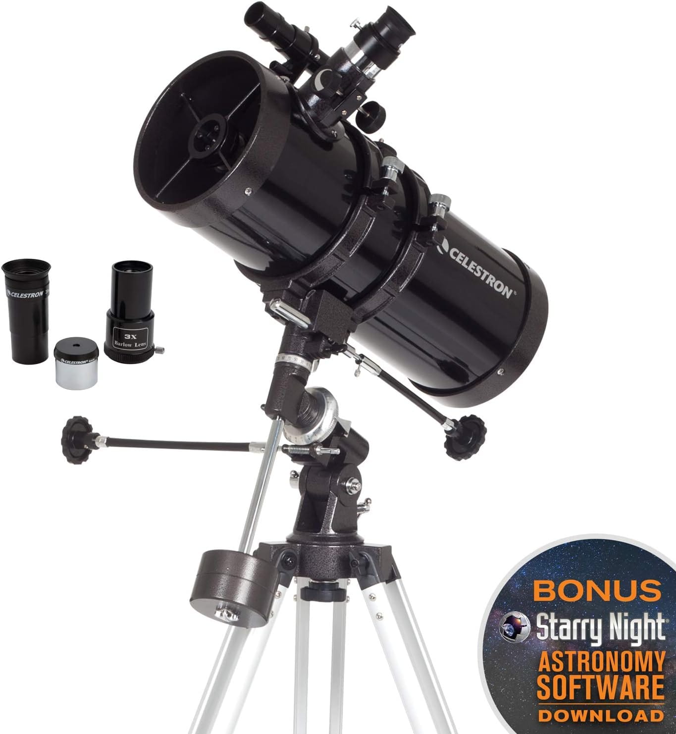 Celestron - PowerSeeker 127EQ Telescope - Manual German Equatorial Telescope for Beginners - Compact and Portable - Bonus Astronomy Software Package - 127mm Aperture