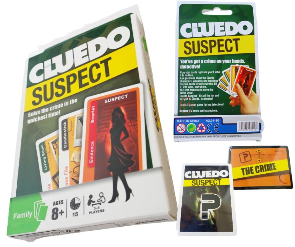 Cluedo Suspect Card Game with 86 Cards and Manual for Kids (Above 8 Years) and Adults | Multiplayer (3-4 Players) (Also known as Clue Suspect)