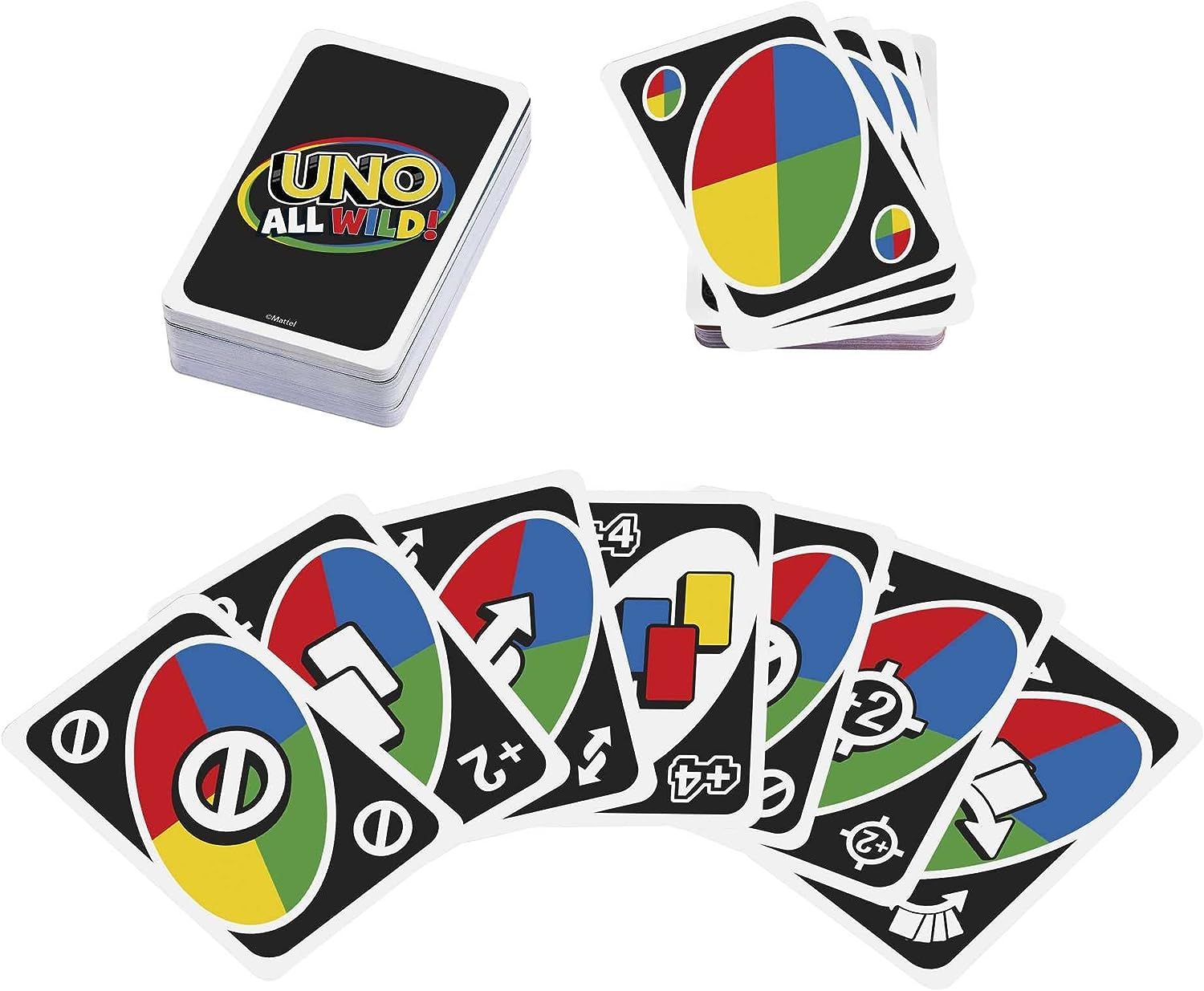 UNO All Wild Card Game with 112 Cards, Gift for Kid, Family & Adult Game Night for Players 7 Years & Older