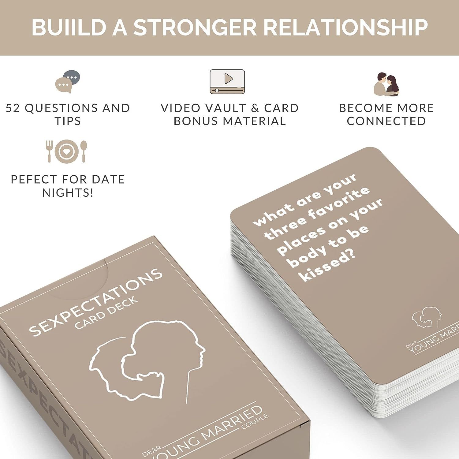 SEXPECTATIONS Card Deck Conversation Starters for Couples 52 Questions on Intimacy Fun Marriage Road Trip Card Game Wedding Gift