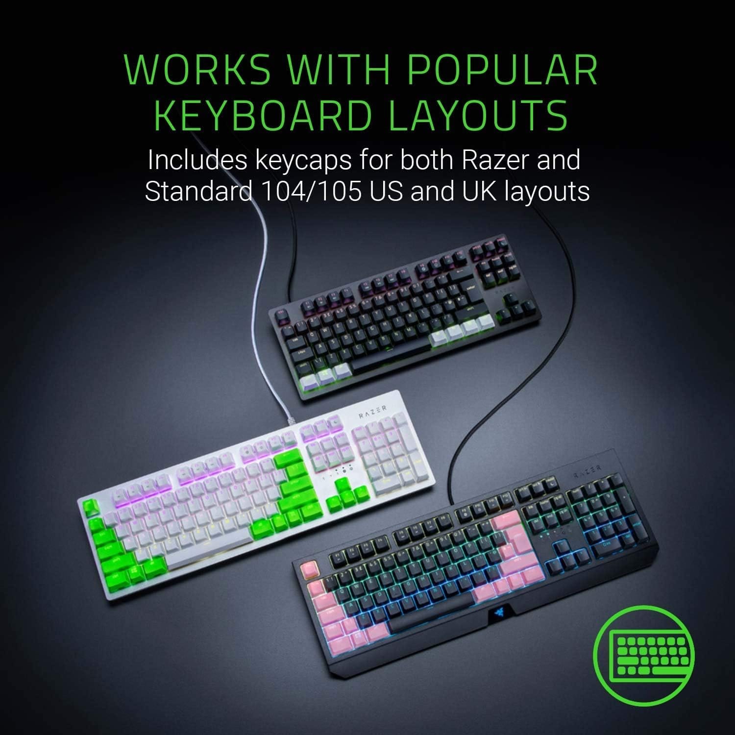 Razer Doubleshot PBT Keycap Upgrade Set for Mechanical & Optical Keyboards: Compatible with Standard 104/105 US and UK layouts