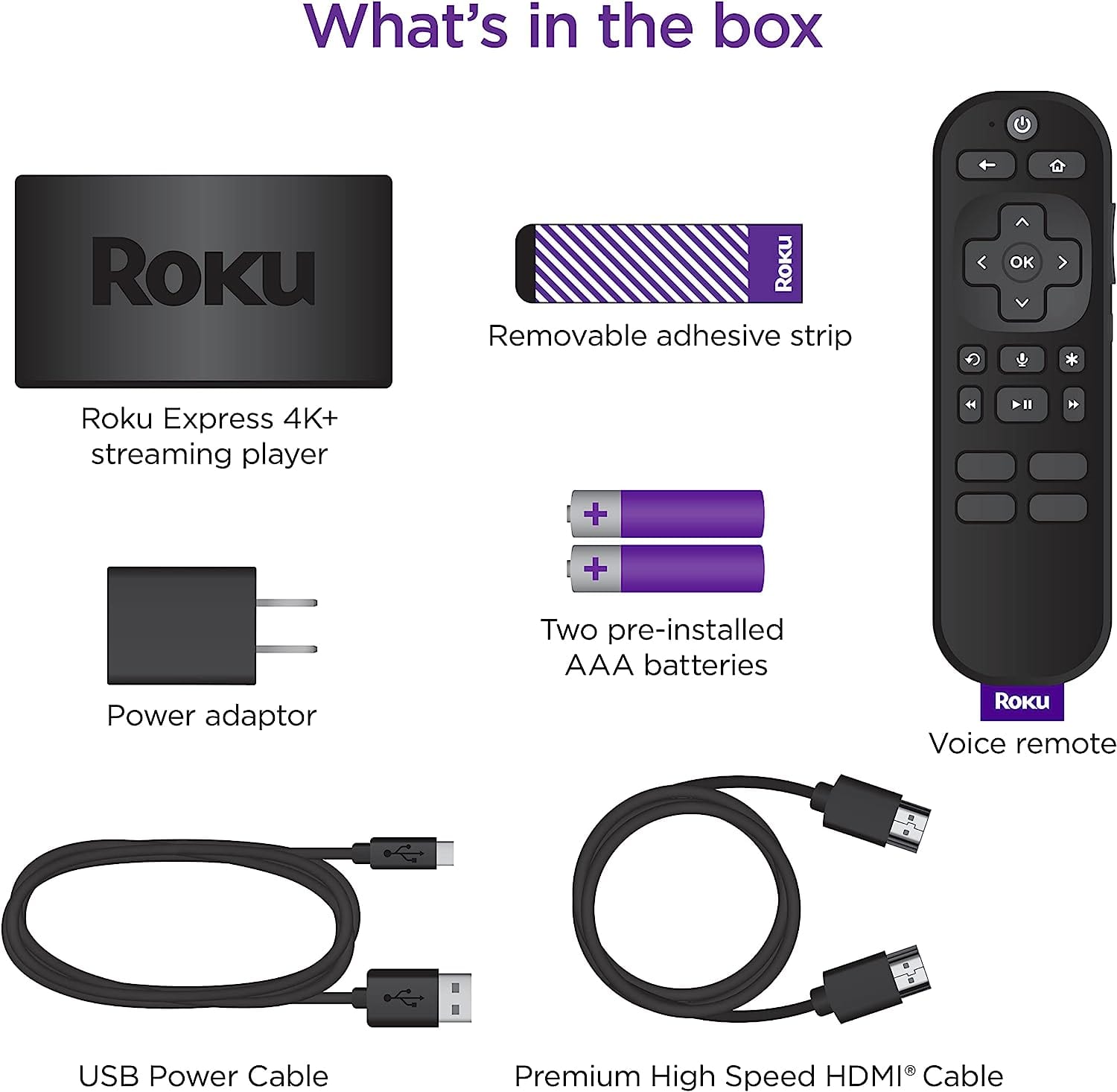 Roku Express 4K | Streaming Media Player HD/4K/HDR with Smooth Wireless Streaming and Roku Voice Remote with TV Controls, Includes HDMI Cable