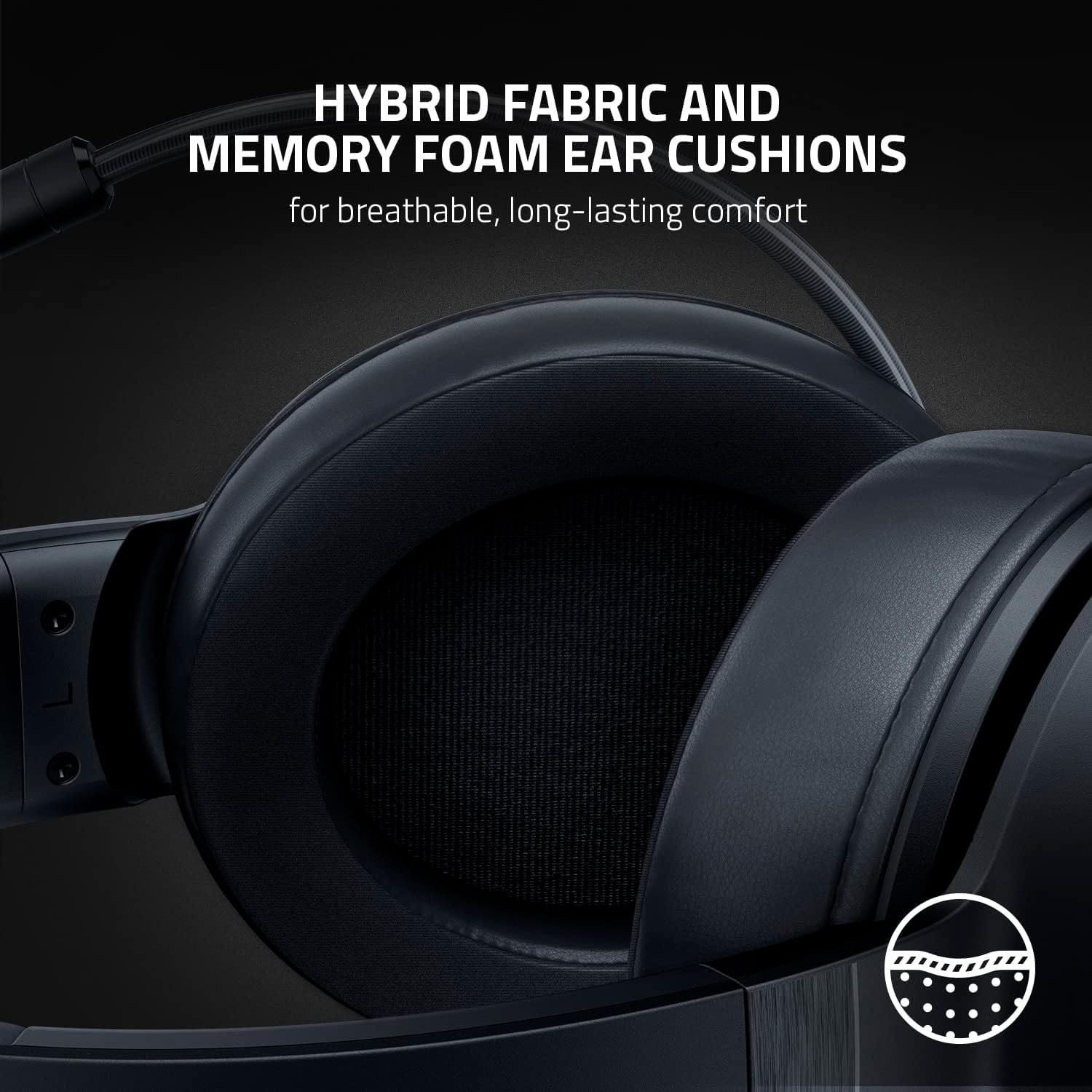 Razer Kraken V3 X Wired USB Gaming Headset: Lightweight Build - Triforce 40mm Drivers - HyperClear Cardioid Mic - 7.1 Surround Sound - Chroma RGB Lighting - Black