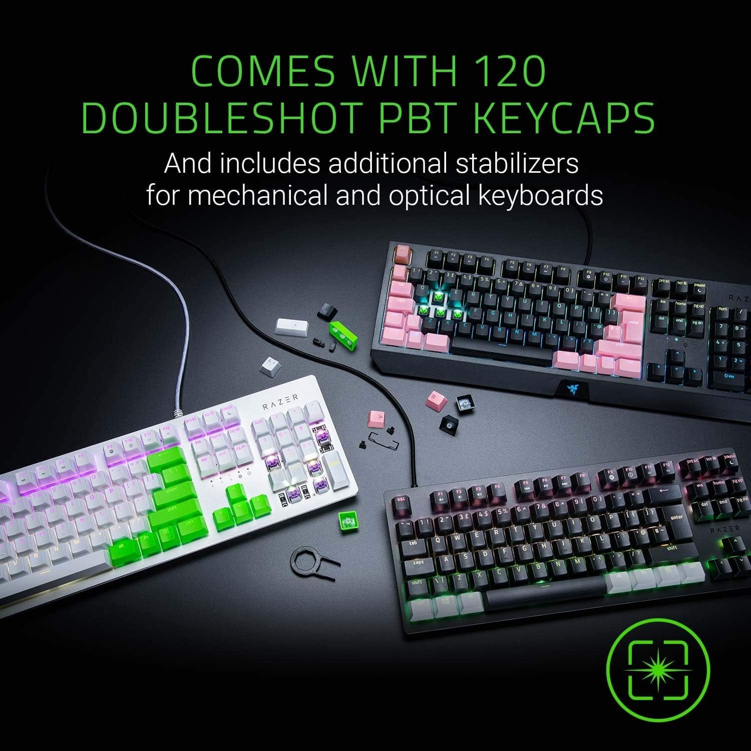Razer Doubleshot PBT Keycap Upgrade Set for Mechanical & Optical Keyboards: Compatible with Standard 104/105 US and UK layouts