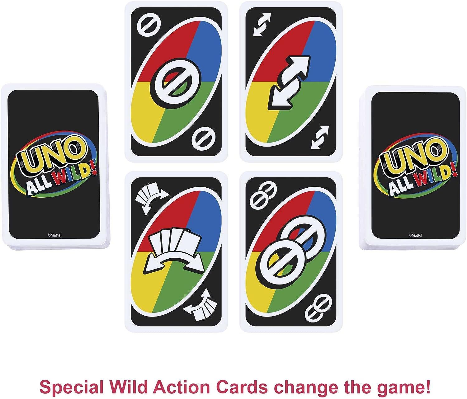 UNO All Wild Card Game with 112 Cards, Gift for Kid, Family & Adult Game Night for Players 7 Years & Older