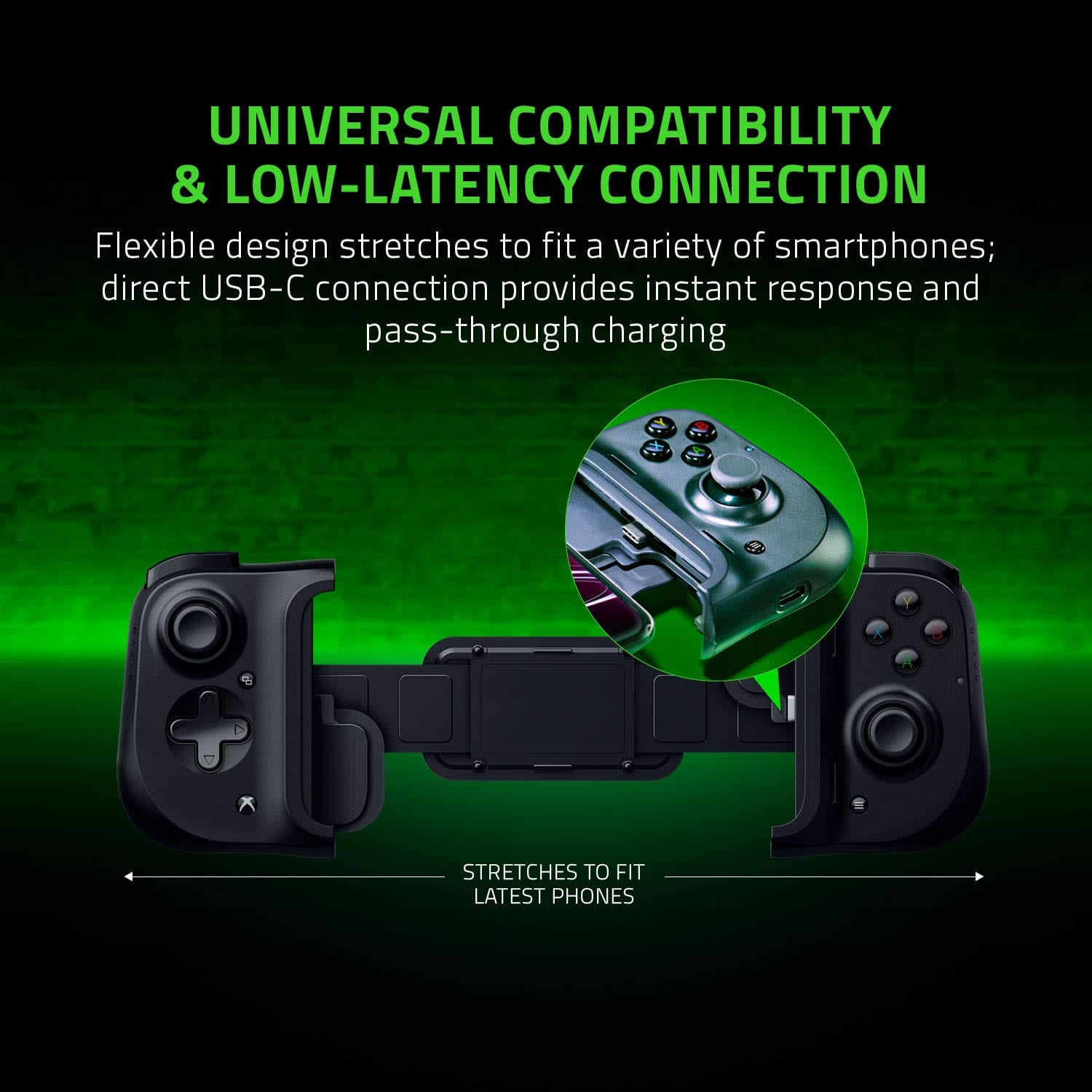 Razer Kishi Mobile Game Controller/Gamepad - Xbox Game Pass Ultimate, xCloud, Stadia, GeForce NOW- Passthrough Charging - Low Latency Phone Controller Grip