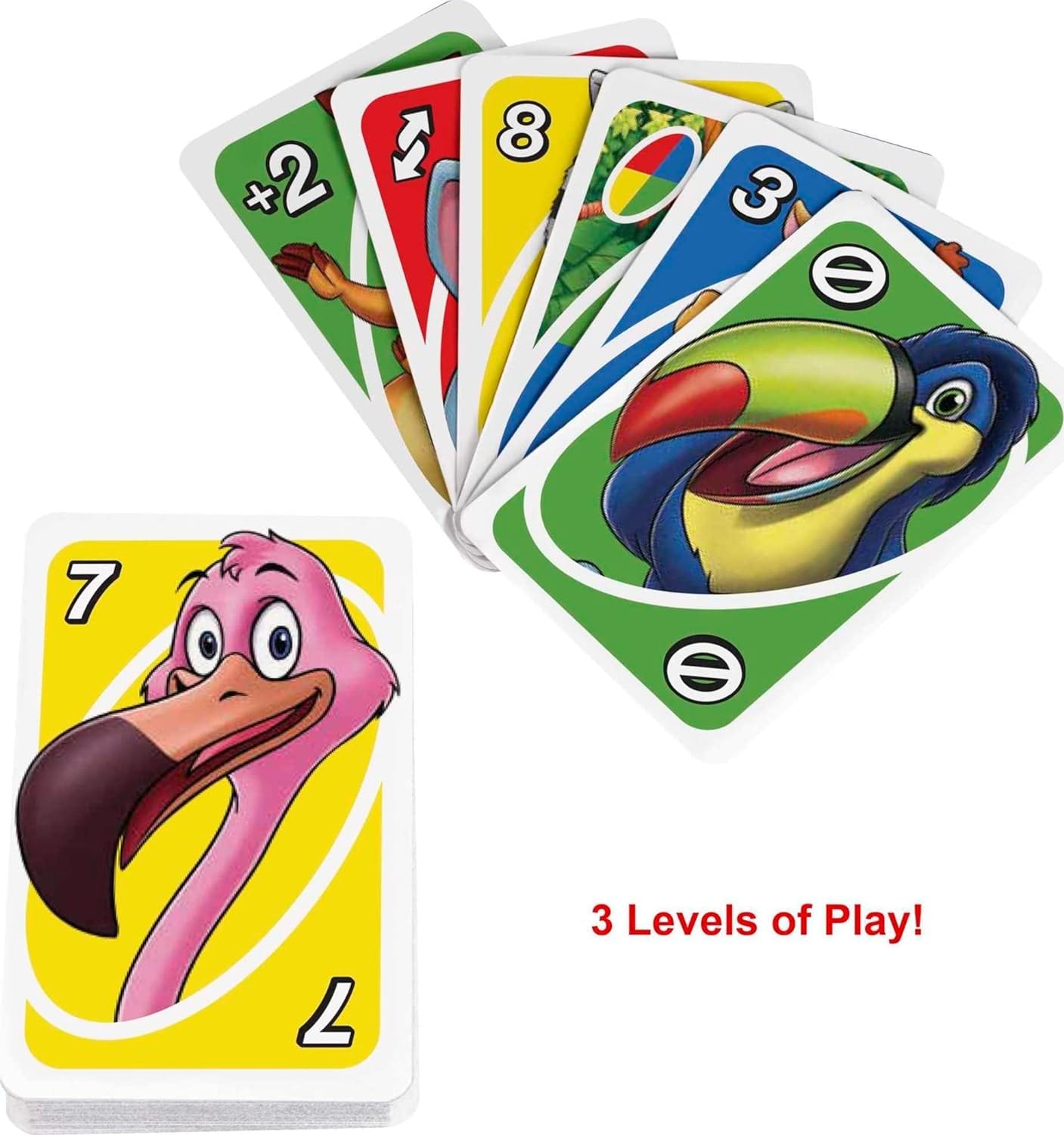 UNO Junior Card Game for Kids with Simple Rules, Levels of Play and Animal Matching for 2-4 Players