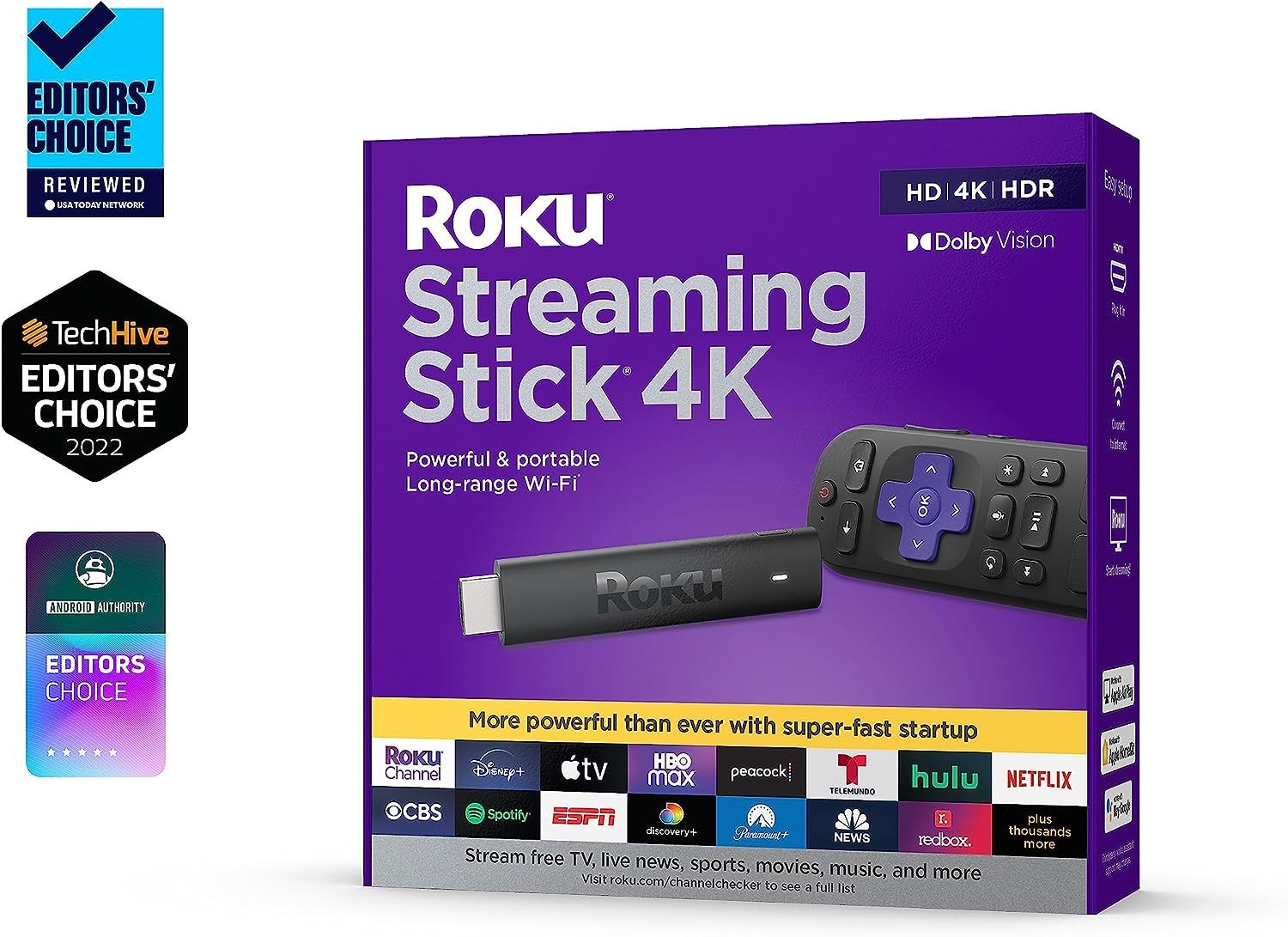 Roku Streaming Stick 4K | Portable Roku Streaming Device 4K/HDR/Dolby Vision, Roku Voice Remote, Free & Live TV