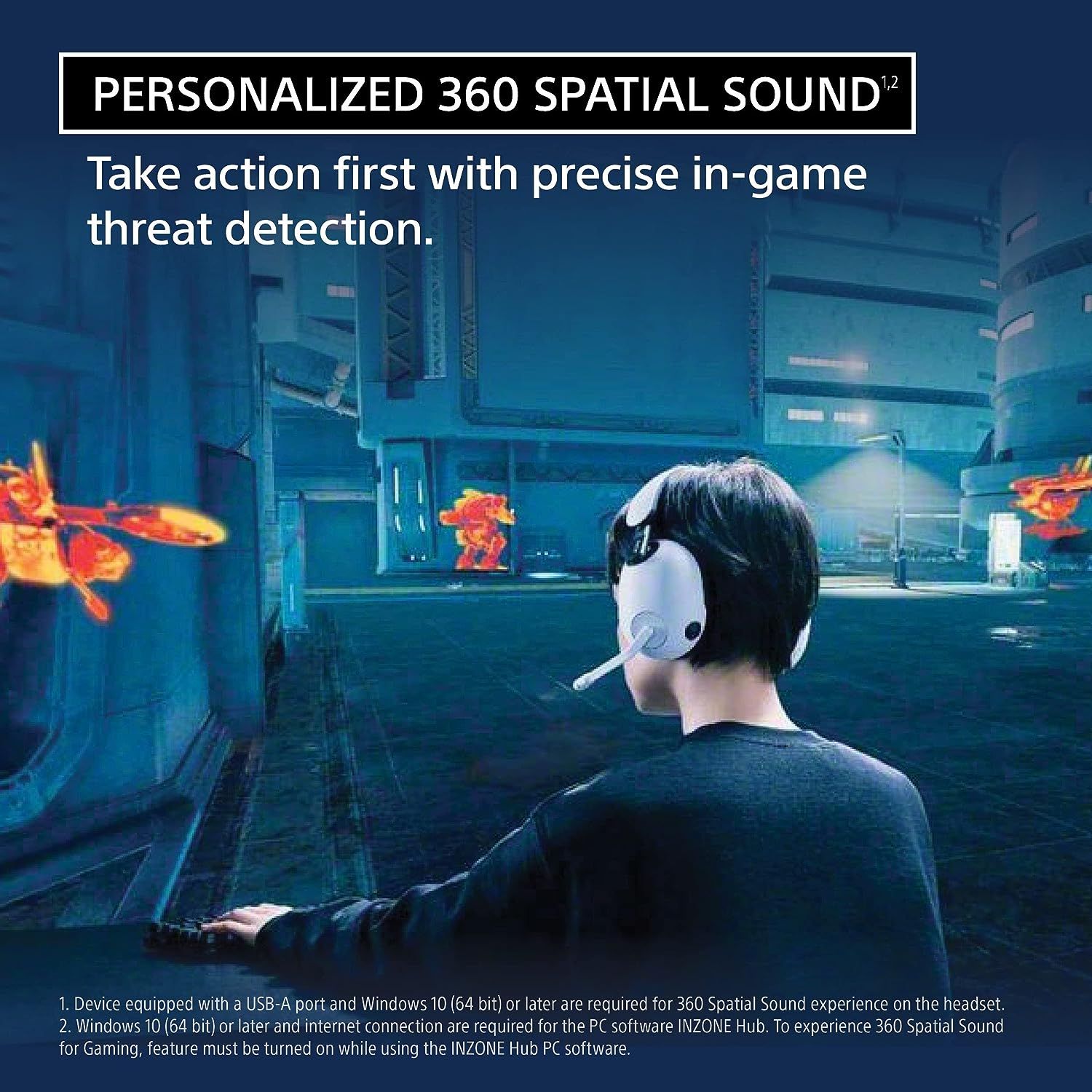 Sony-INZONE H7 Wireless Gaming Headset, Over-ear Headphones with 360 Spatial Sound, WH-G700,White