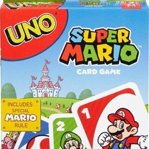 UNO Super Mario Card Game Animated Character Themed Collector Deck 112 Cards with Character Images, Gift for Kids Ages 7 Years Old & Up