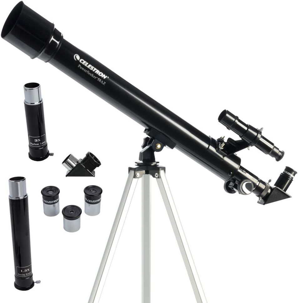 Celestron PowerSeeker Telescope, Black, Manual Alt-Azimuth Telescope for Beginners - Compact and Portable
