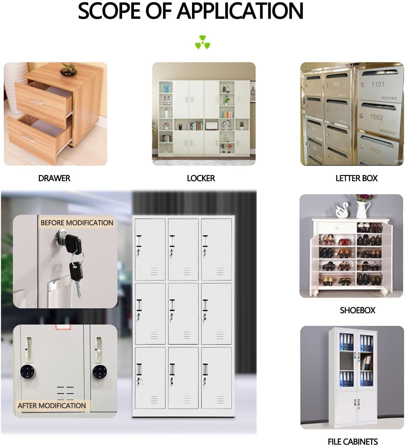 Safebros/WT 8 Digit Digital Lock for HDB Mailbox/Drawers /Cabinet/Lockers-Easy No Drill Install