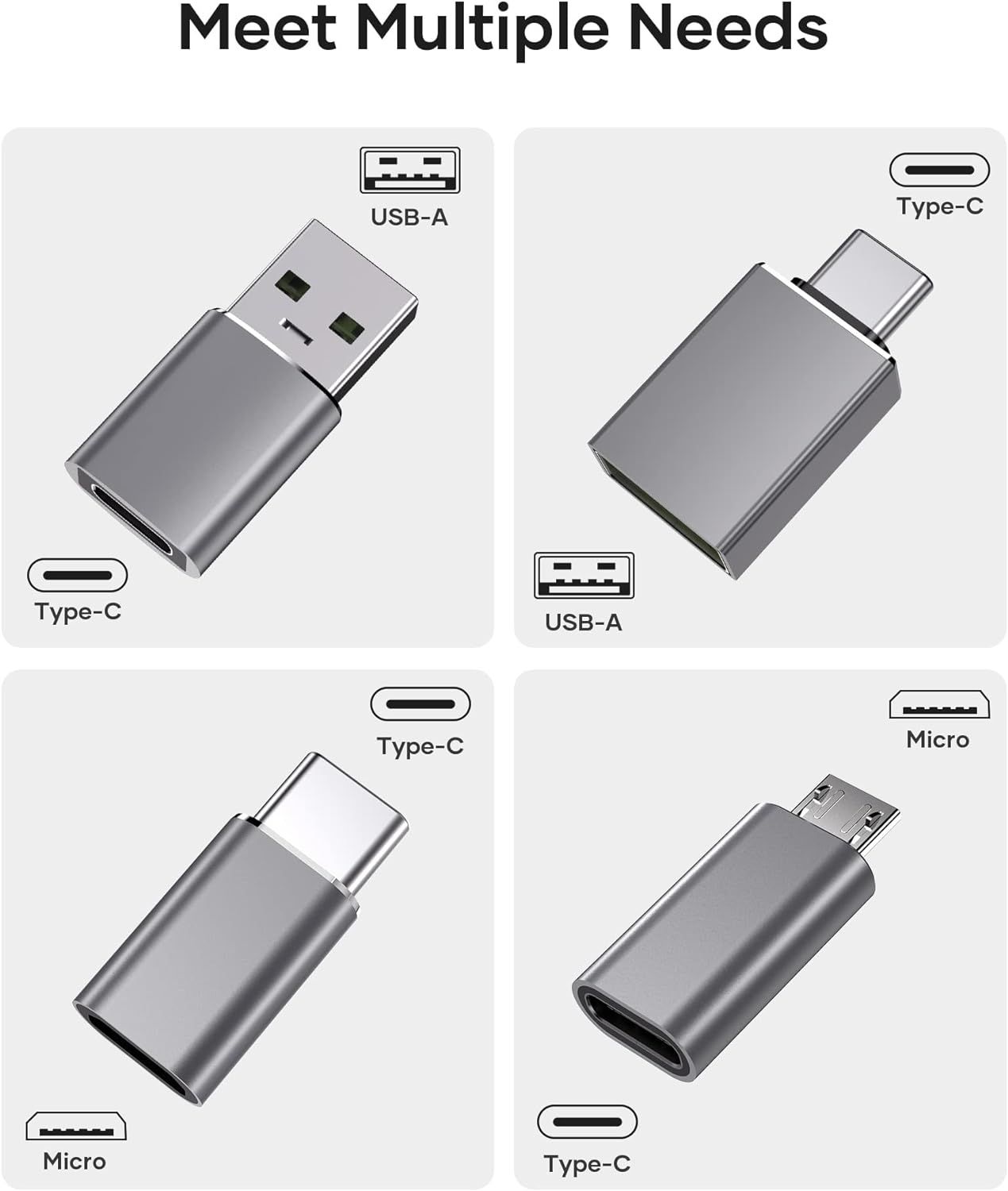 USB Adapter - 3.1 USB C to USB A Adapter,USB C to Micro USB converter,Lightning to USB C OTG for Phones Laptop&Tablets