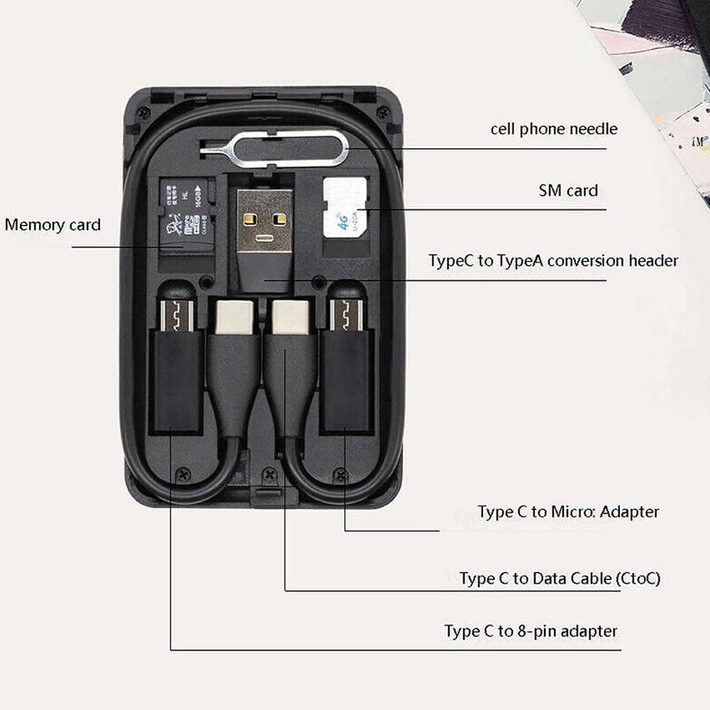 Multi Pin Adapters - 6 in 1 Phone Multifunctional Charging Cable Tool Kit-USB Type-C Converter Organizer SIM Storage