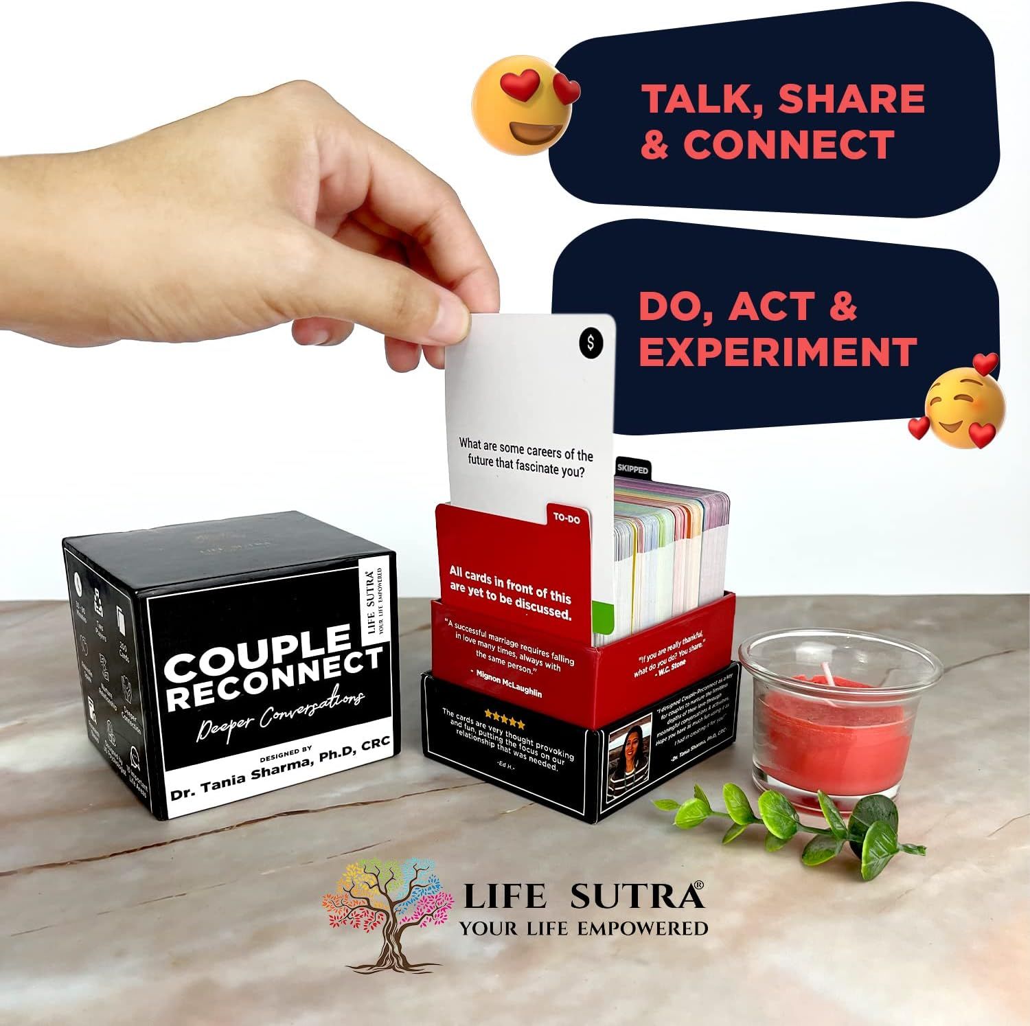 Life Sutra - Couple Reconnect Game/Card Game for Married Couples - 200 Couples Conversation Card - Speak Your Love Language - Designed by an American Psychologist