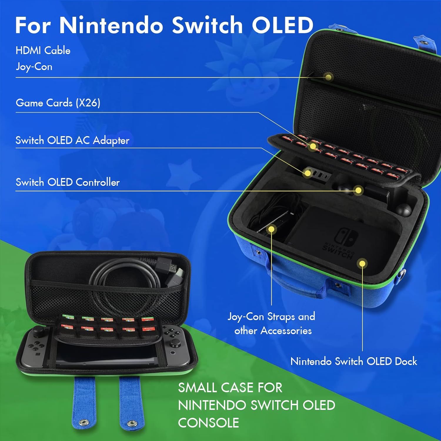 Safebros 2-in1 Carrying Case for Nintendo Switch OLED,Waterproof Travel Bag with Protective Carry cover,Hard Shell