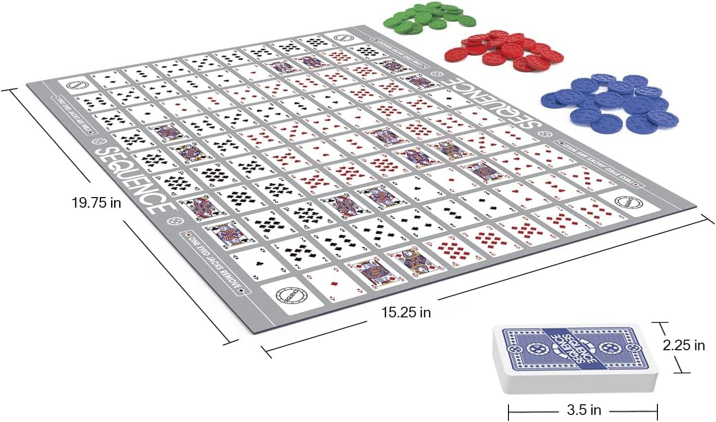 SEQUENCE- Original Version Multiplayer Fun Game with Folding Board, Cards and Chips