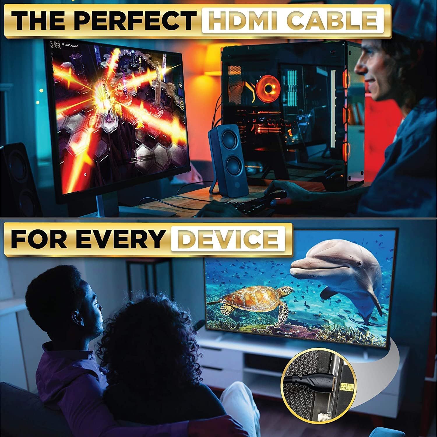 Safebros Premium HDMI Cable -8K 2.1&4K 2.0 -Certified UHD Speed 4K@120Hz 8K@60Hz,Dolby&DTS:X,HDR 10-Xbox/TV/PS5/HDTV
