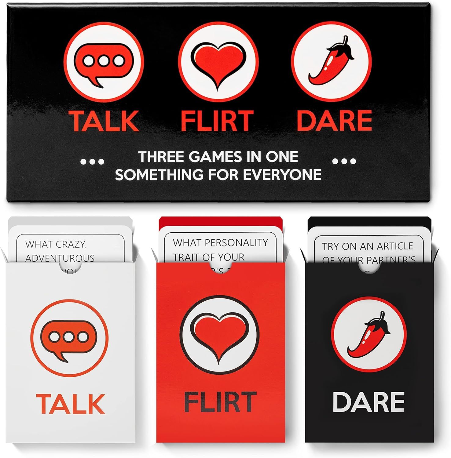 Talk, Flirt, Dare! Fun and Romantic Game for Couples: Conversation Starters, Flirty Games and Cool Dares. Deepen Relationship with Your Partner. Perfect Couples Gift!