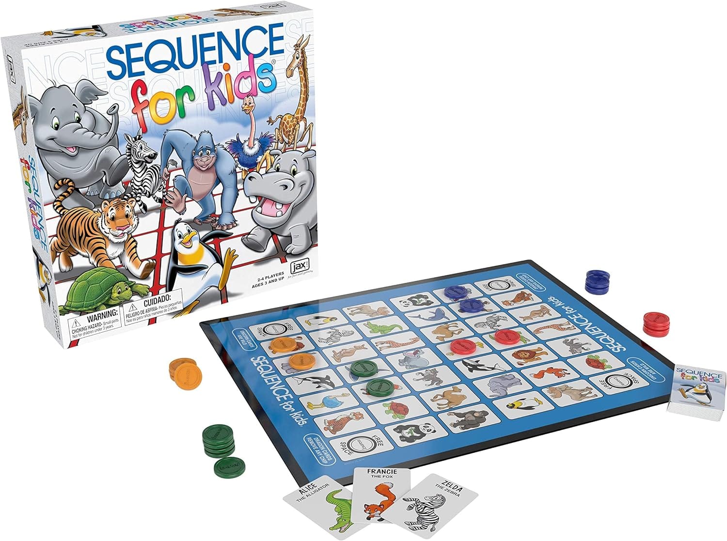 SEQUENCE for Kids -- The 'No Reading Required' Strategy Game by Jax, Multi Color, 11 inches (2-4 players)
