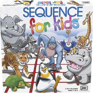 SEQUENCE for Kids -- The 'No Reading Required' Strategy Game by Jax, Multi Color, 11 inches (2-4 players)