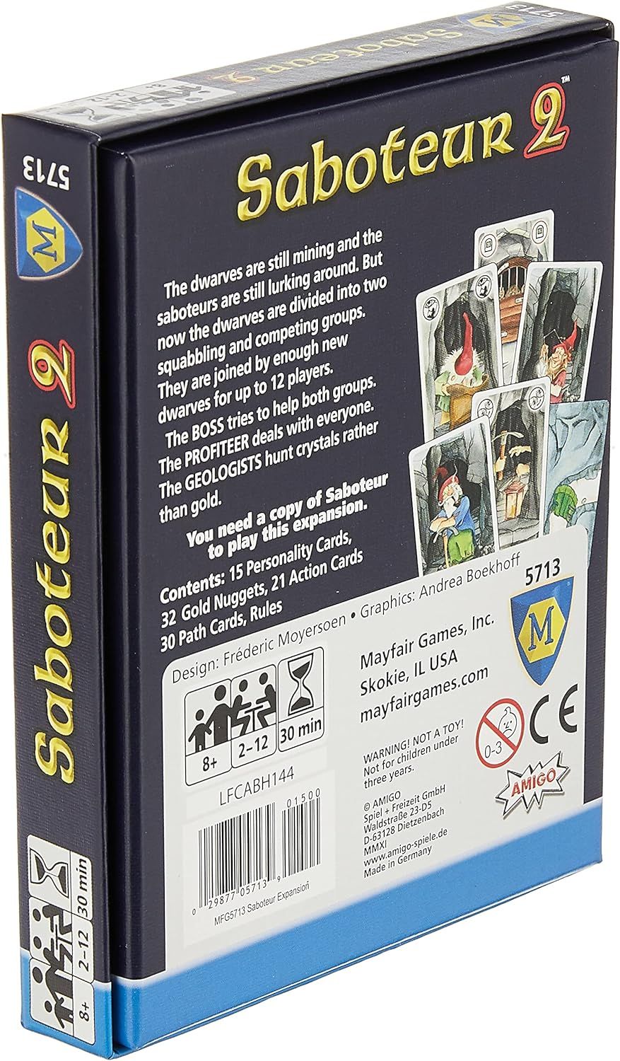 Saboteur 2 Game Expansion - Dwarves, gold mining, stealing Sabos and multi player family fun game