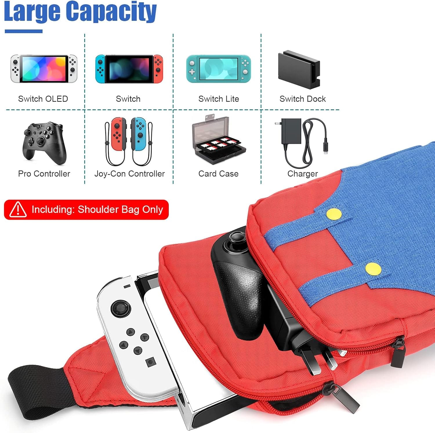 Nintendo Switch Portable Travel Carry Case-Protective Shoulder Bag-Holds OLED,Lite,Accessories-Backpack for Outdoor
