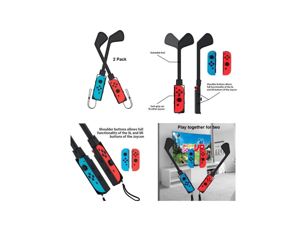 JYS Sport Accessories Bundle for Switch - Tennis Racket,Football Leg Strap,Golf Club,Wrist Strap&Joycon Grip holder