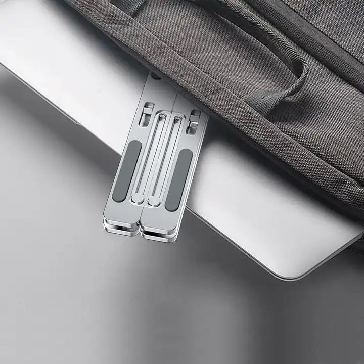 Foldable Laptop Stand - Adjustable Lightweight Aluminum Metal Notebook Holder - Standing Desk and Cooling Airflow