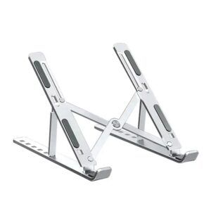 Foldable Laptop Stand - Adjustable Lightweight Aluminum Metal Notebook Holder - Standing Desk and Cooling Airflow