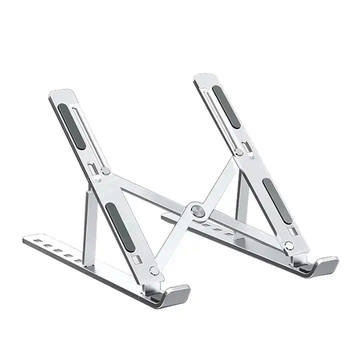 Foldable Laptop Stand - Adjustable Lightweight Aluminum Metal Notebook Holder - Standing Desk and Cooling Airflow