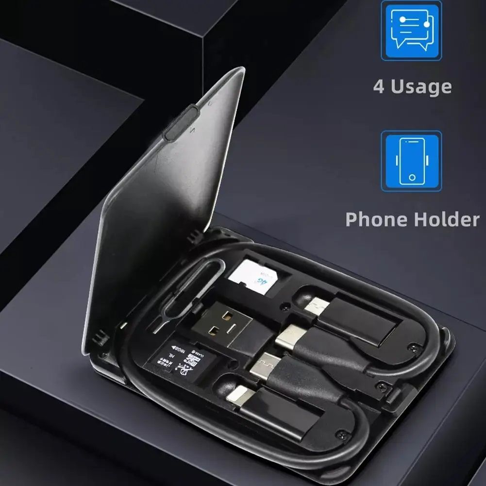 Multi Pin Adapters - 6 in 1 Phone Multifunctional Charging Cable Tool Kit-USB Type-C Converter Organizer SIM Storage