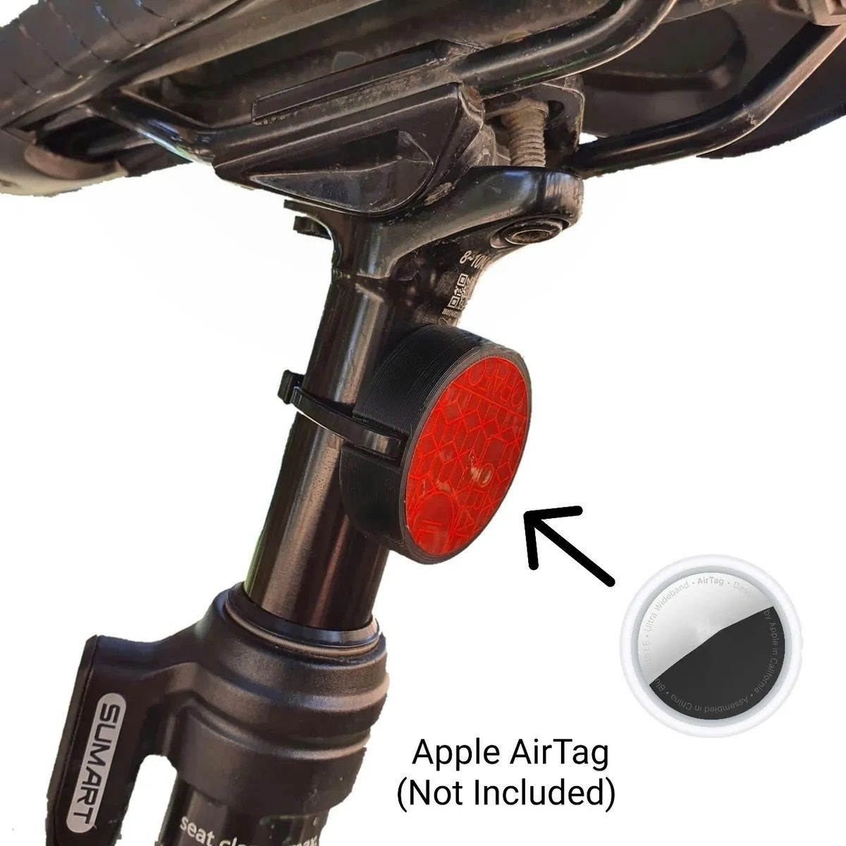 Safebros AirTag Bike Reflector Mount - Fixed Bicycle Reflector Bracket Holder - Anti-lost Locator - Airtag Case