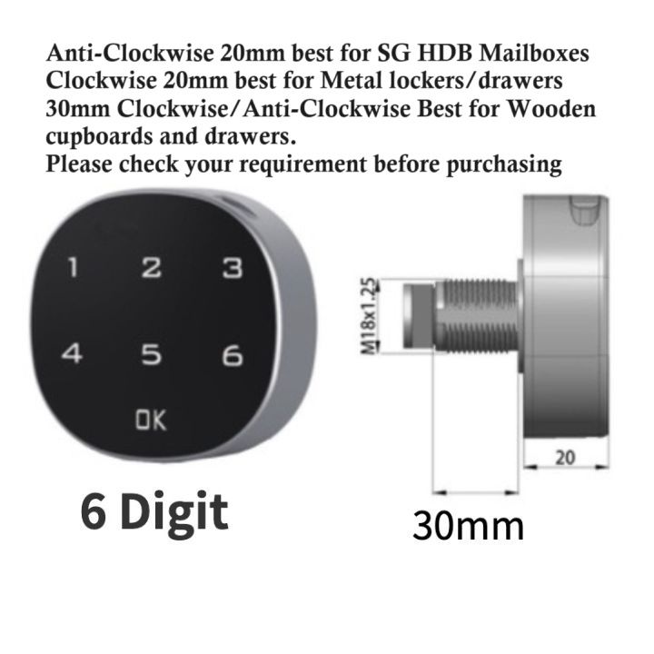 Safebros 6 Digit Digital Lock for HDB Mailbox/Drawers /Cabinet/Lockers-Easy No Drill Install