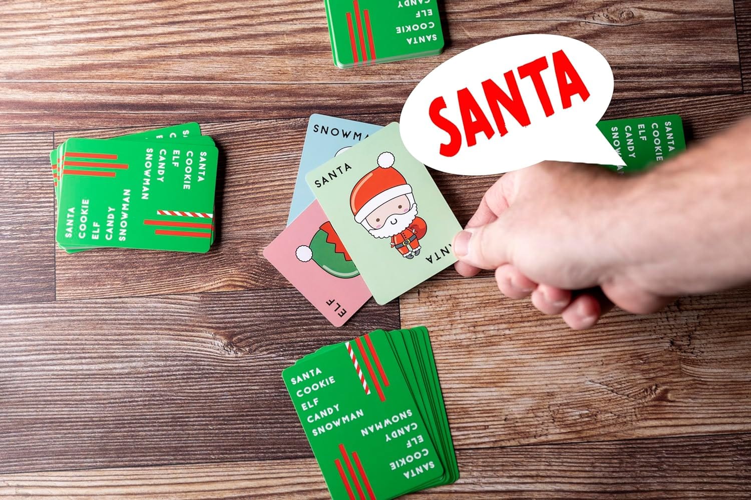 Santa Cookie Elf Candy Snowman - Fun Family and Group Card Game - Christmas Twist on Taco Cat Pizza game