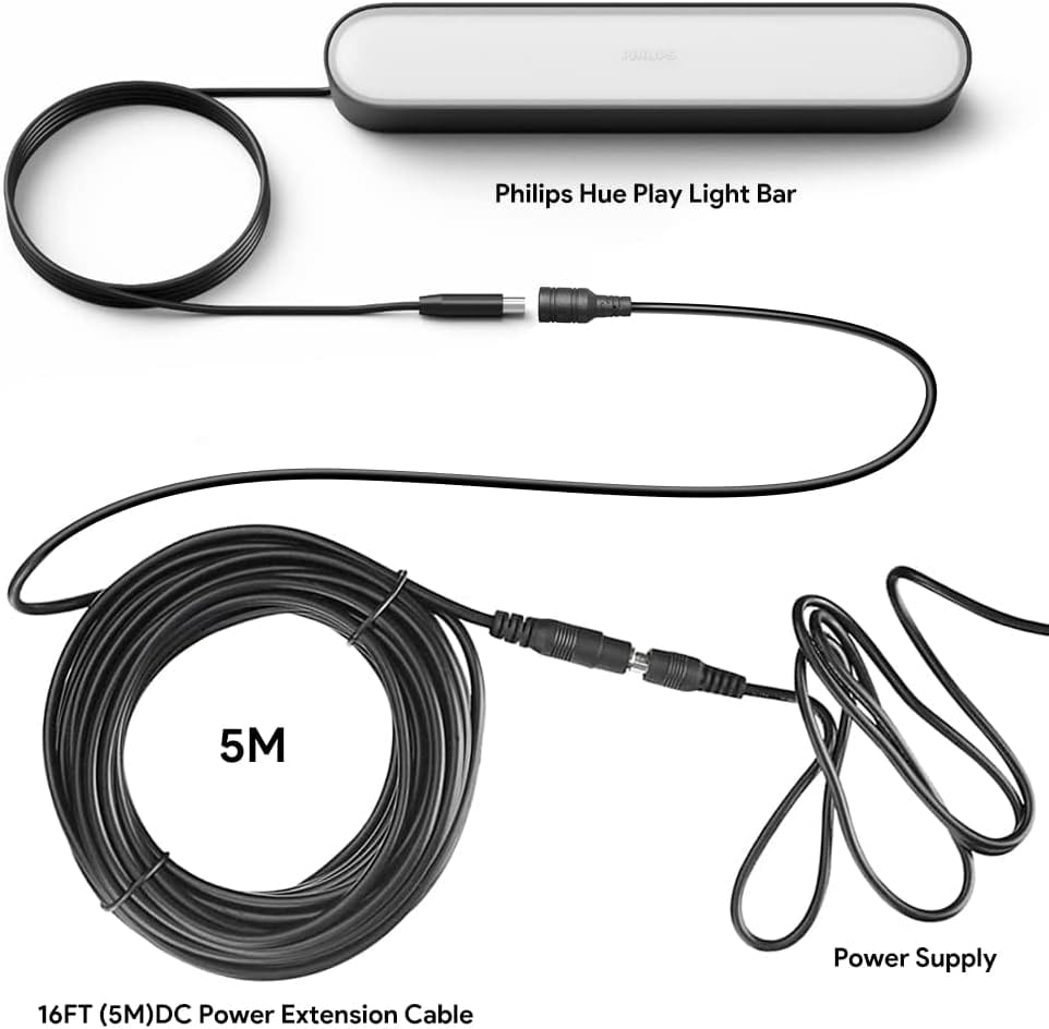 Philips Hue 16-Foot Extension Cable for Philips Hue Play Light Bar, Black - 1 Pack - Power Supply Not Included