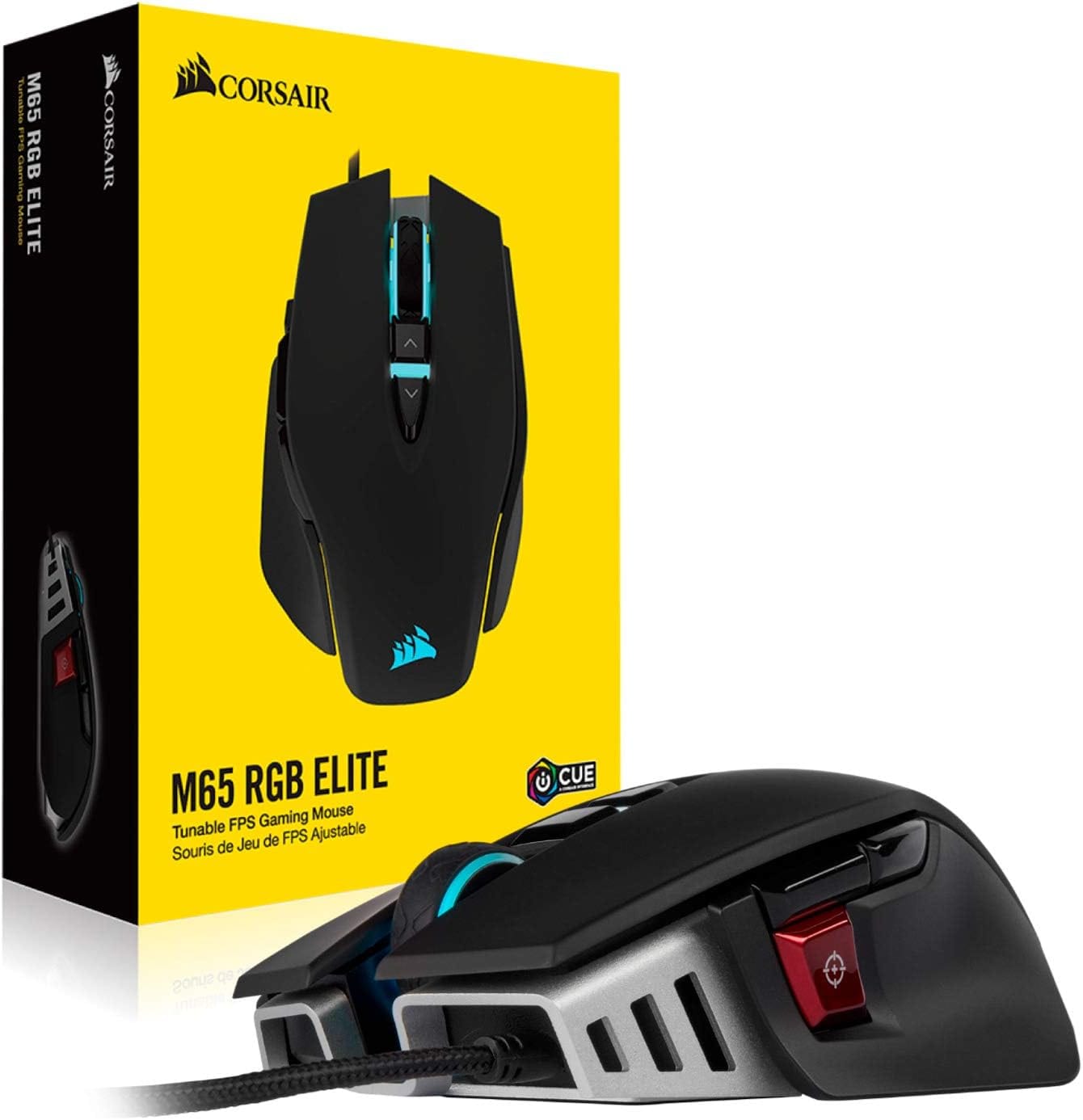 Corsair M65 RGB Elite – Wired FPS and MOBA Gaming Mouse– 18,000 DPI Optical Sensor , Black