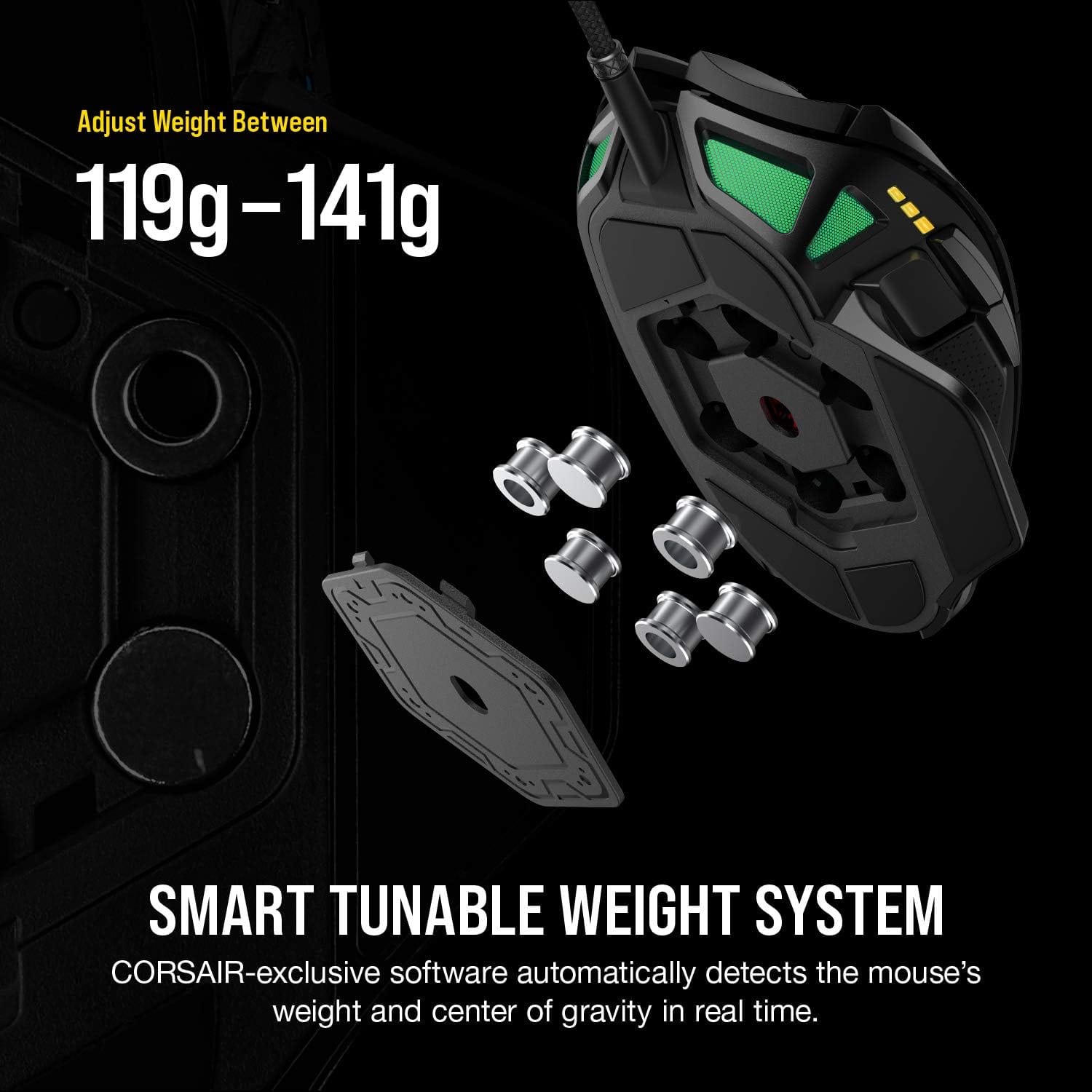 CORSAIR NIGHTSWORD RGB Gaming Mouse For FPS, MOBA - 18,000 DPI - 10 Programmable Buttons - Black