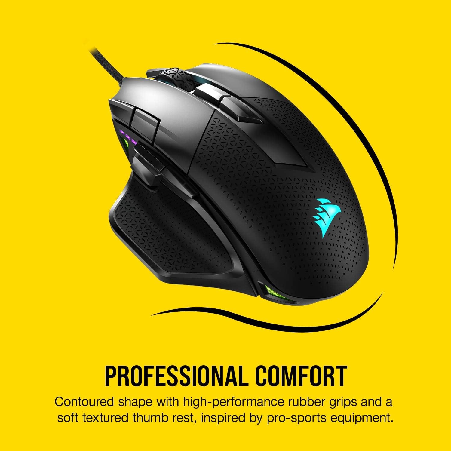 CORSAIR NIGHTSWORD RGB Gaming Mouse For FPS, MOBA - 18,000 DPI - 10 Programmable Buttons - Black