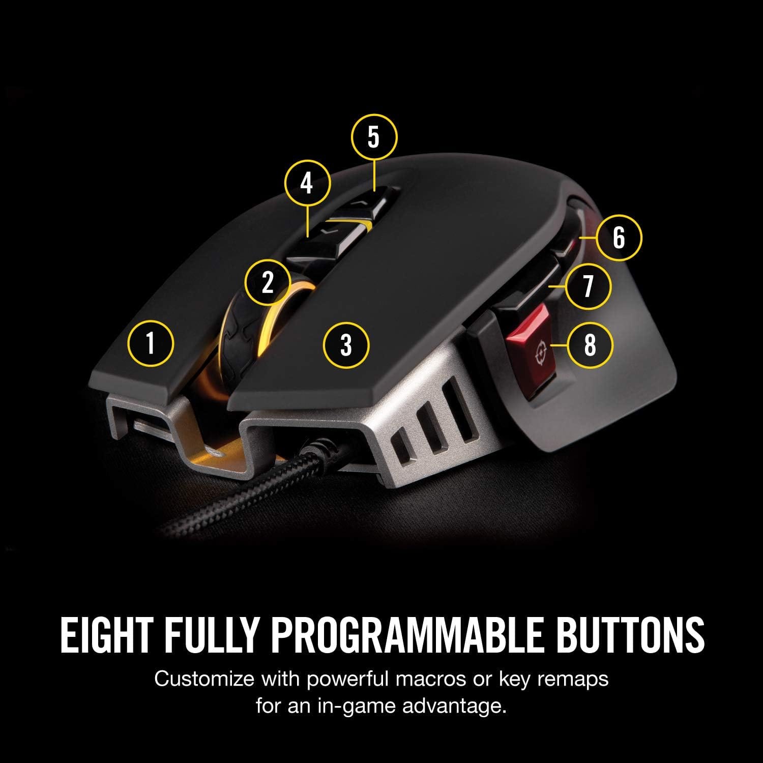 Corsair M65 RGB Elite – Wired FPS and MOBA Gaming Mouse– 18,000 DPI Optical Sensor , Black