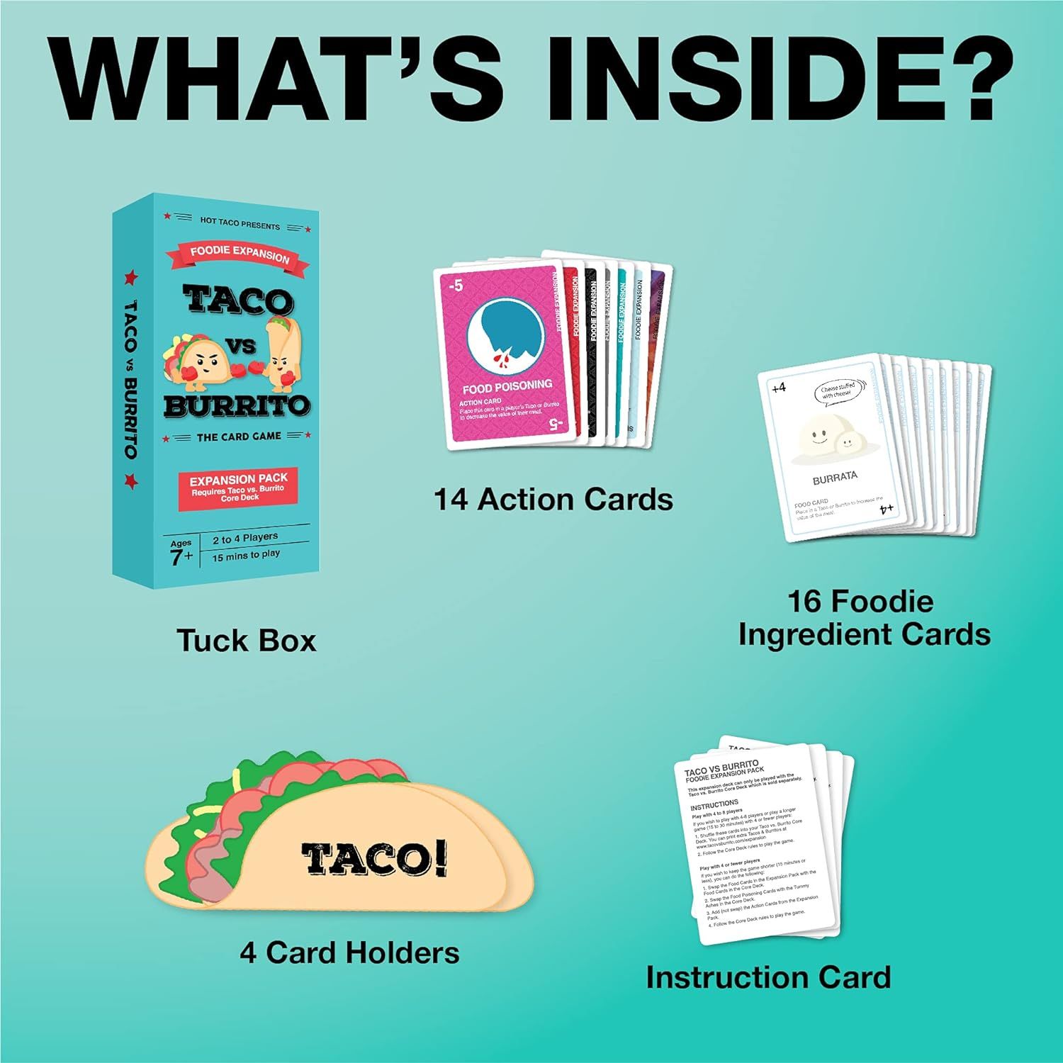 Taco vs Burrito Foodie Edition Expansion Pack - Requires Taco vs Burrito Core Game- Card Game for Families, Friends, Adults, Teens & Kids