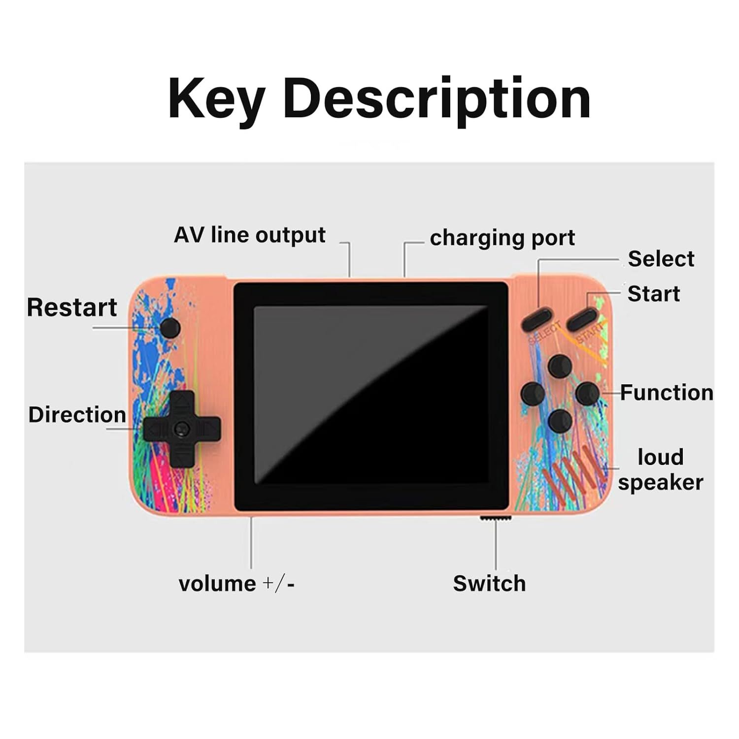 G3 Handheld Game Console 8-Bit Portable Classic Retro Game Consoles Built-in 800 Video Games 3.5 Inch Horizontal Screen Design