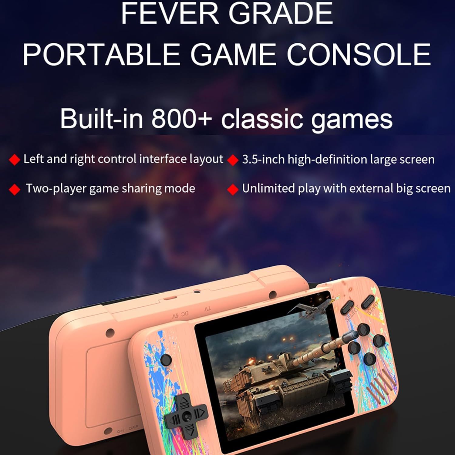 G3 Handheld Game Console 8-Bit Portable Classic Retro Game Consoles Built-in 800 Video Games 3.5 Inch Horizontal Screen Design