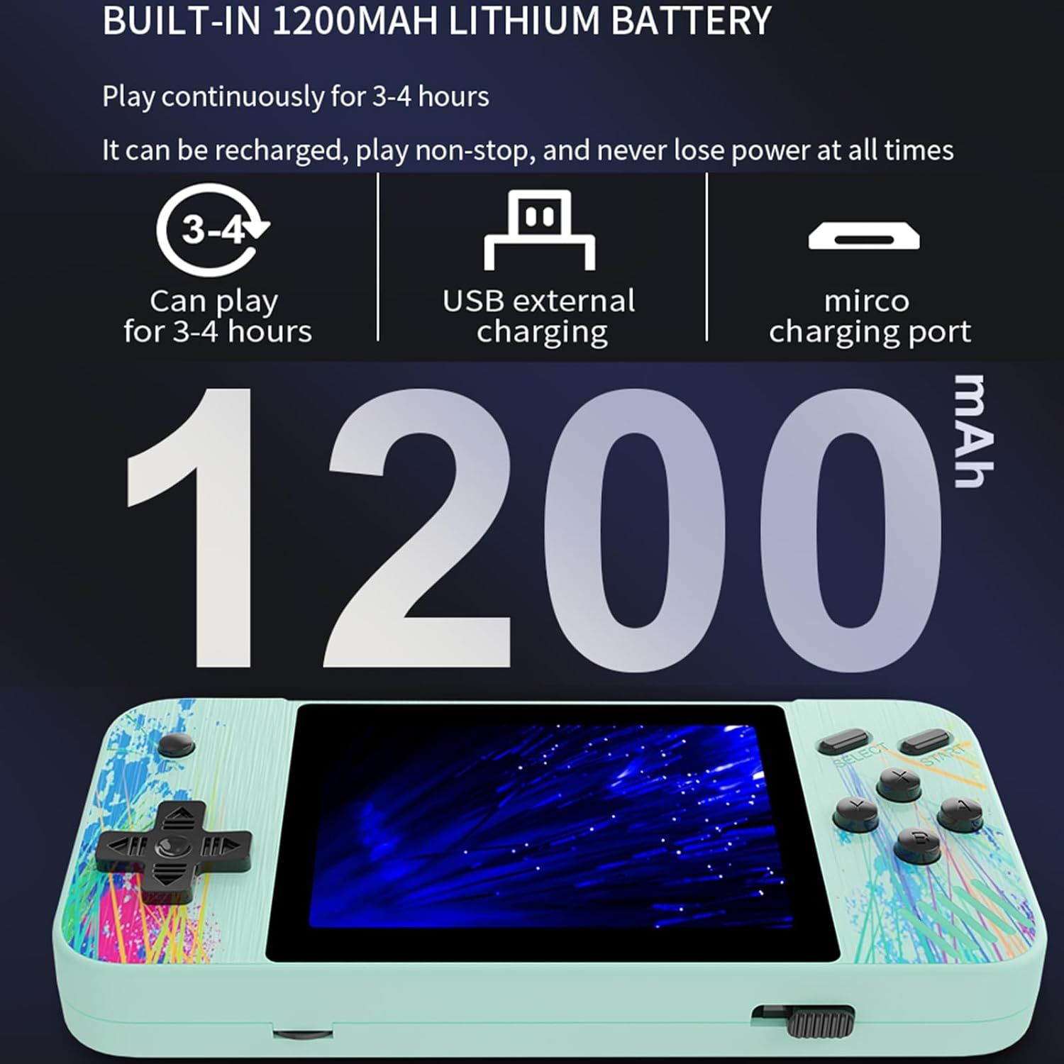 G3 Handheld Game Console 8-Bit Portable Classic Retro Game Consoles Built-in 800 Video Games 3.5 Inch Horizontal Screen Design