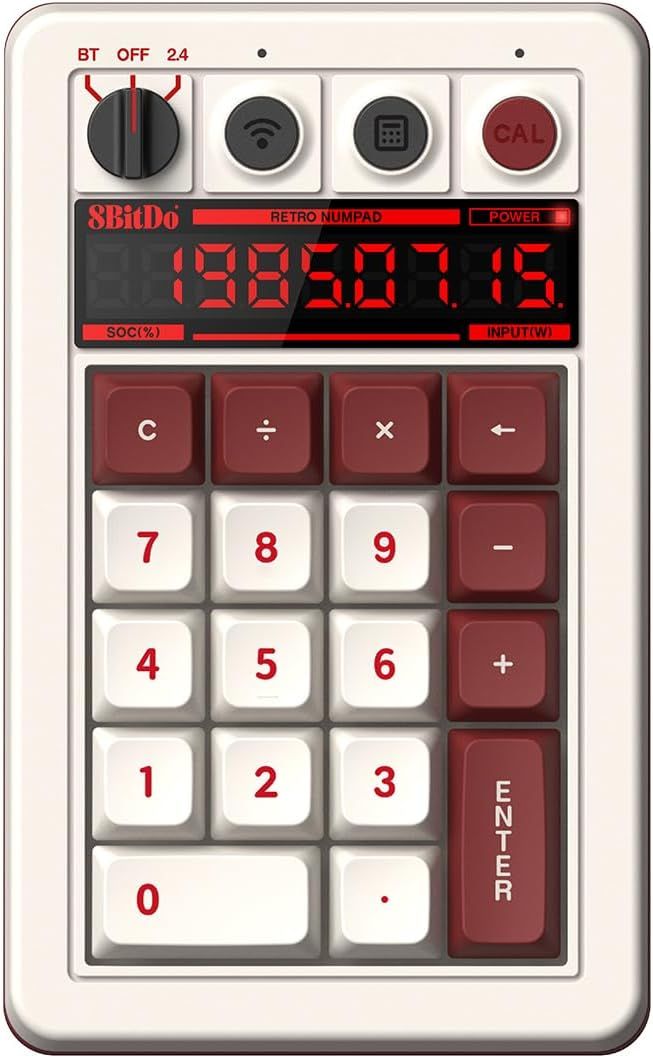 8BitDo Retro 18 Mechanical Numpad, Supports Calculator Mode, Bluetooth/2.4G/Wired Numpad for Windows and Android