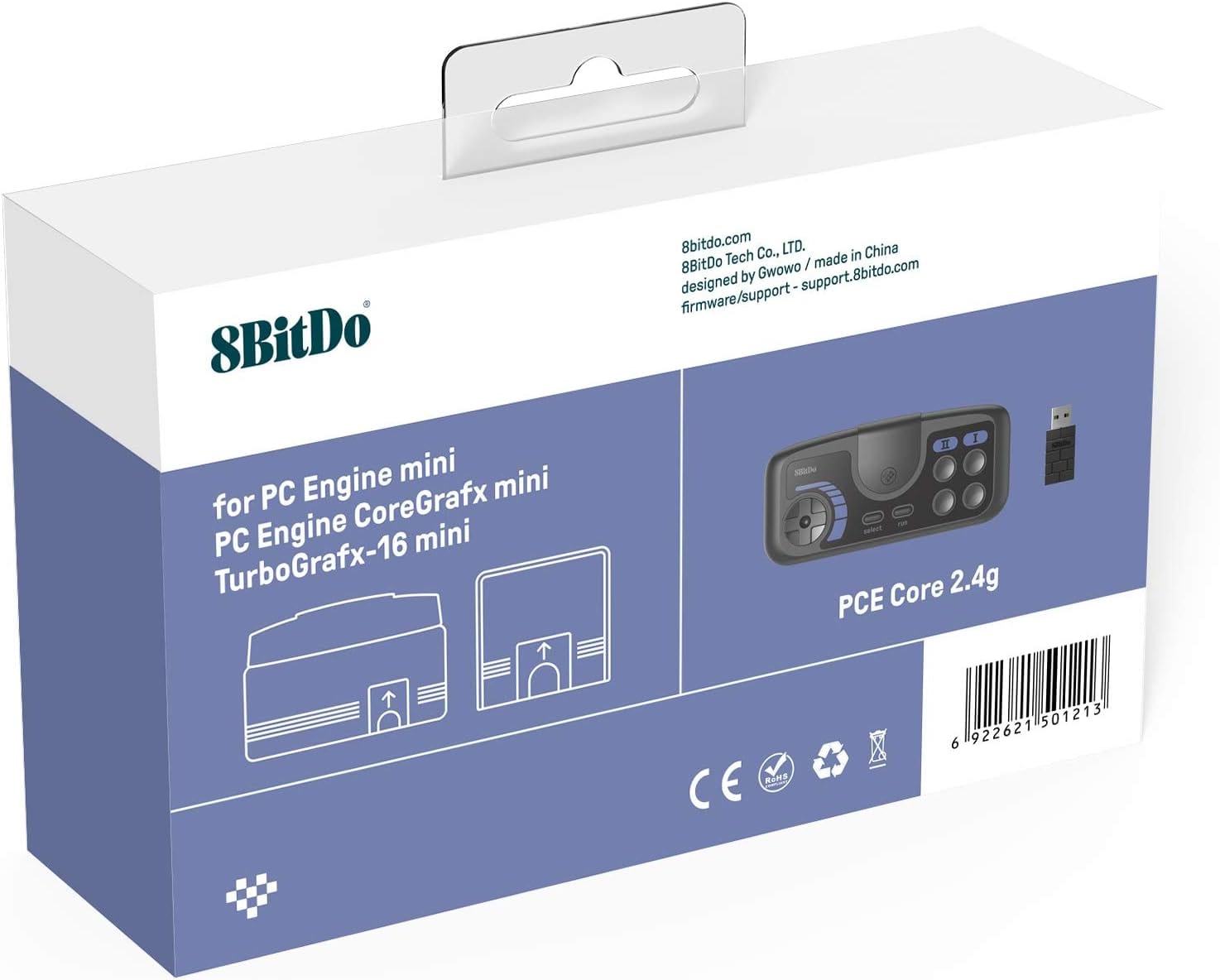 8Bitdo PCE 2.4G Wireless Gamepad for PC Engine Mini, PC Engine Core Grafx Mini, Turbo Grafx-16 Mini & Nintendo Switch