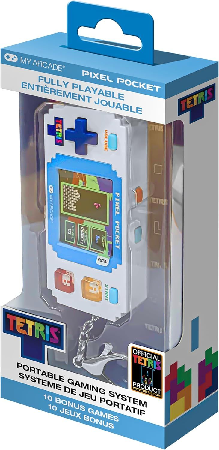 MY ARCADE Tetris Pixel Player: Officially Licensed Tetris Video Game, 10 Bonus Games, Portable Keychain Arcade, Game for Kids and Adults